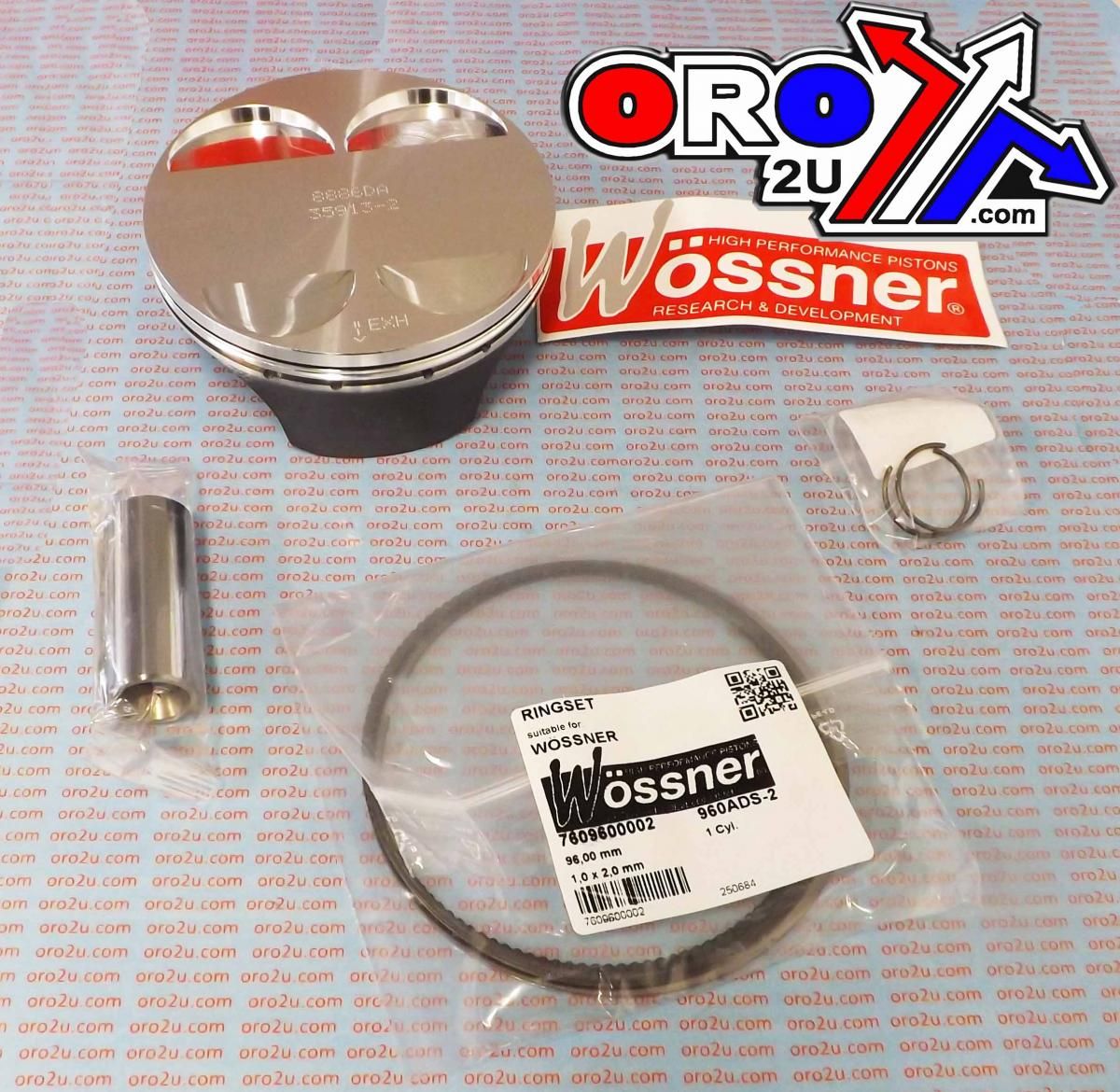 PISTON KIT 13-17 RMZ450 96.00, WOSSNER 8886DA SUZUKI, 12111-28H30-0F0