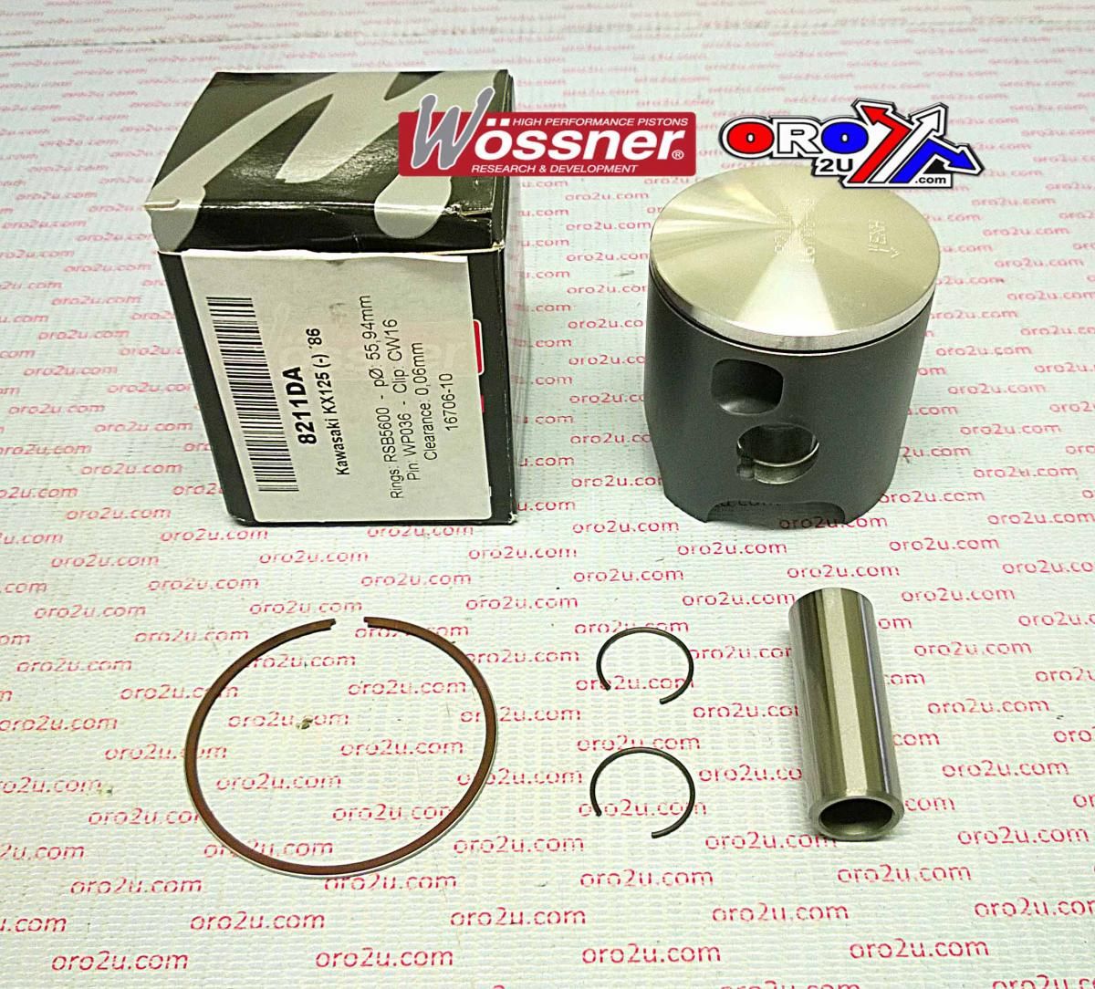 PISTON KIT 1986 KX125 56.00, WOSSNER 8211DA KAWASAKI MX 13001-1231 - Image 2