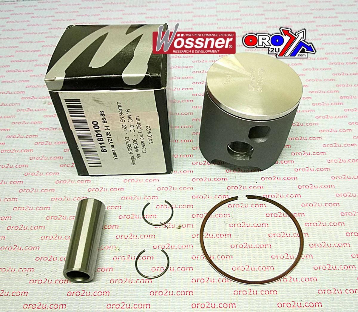 PISTON KIT 86-88 YZ125 56.00, WOSSNER 8118DA YAMAHA MX 1LX-11635-00-00 - Image 2