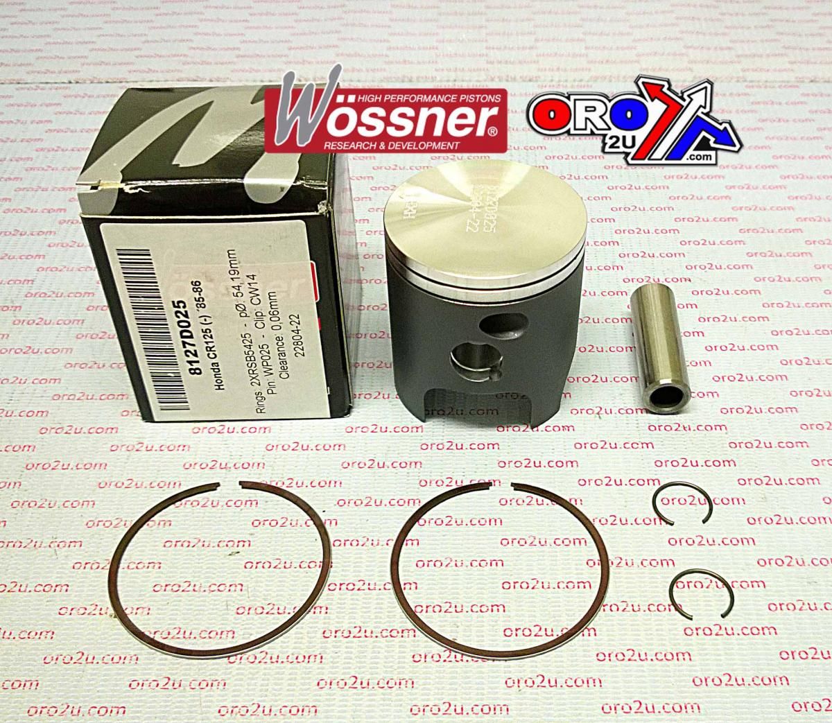 PISTON KIT 85-86 CR125 55.00, WOSSNER 8127D100 HONDA MX