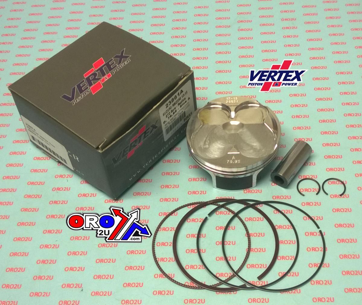 PISTON KIT VERTEX 77.0 A SUZUKI RMZ 250 13-15, VERTEX 23861A COMPR 13,5:1 - Image 2