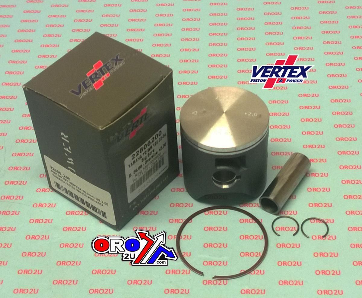 PISTON KIT VERTEX 56.0 YAMAHA YZ/WR 125 02-04, VERTEX 22806200 OS +2.00 - Image 2
