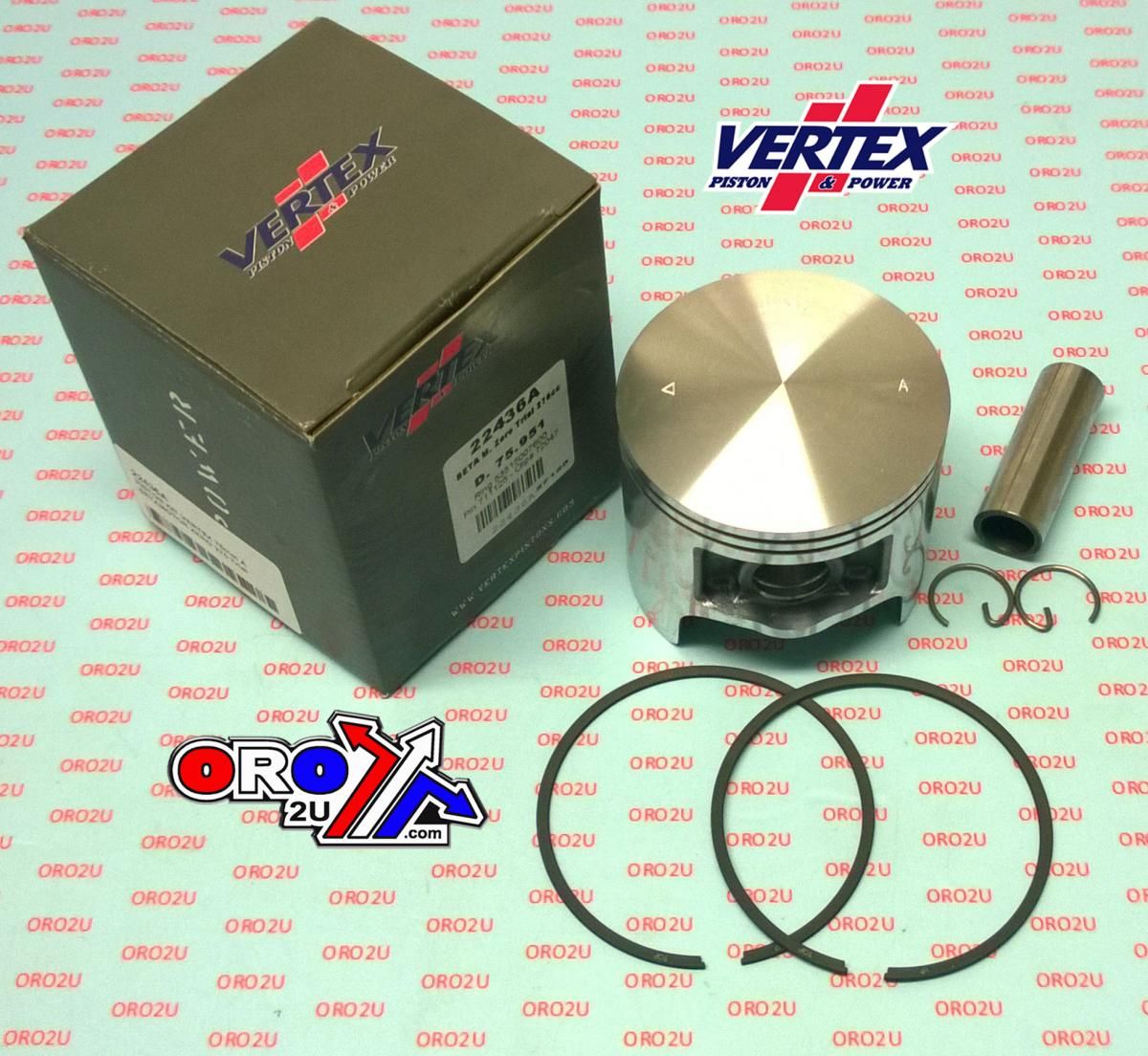 PISTON KIT VERTEX 76.0 B BETAMOTOR ZERO 270 TRIAL, VERTEX 22436B