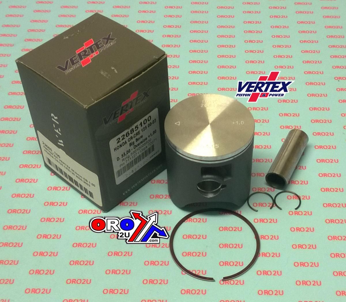 PISTON KIT VERTEX 54.5 HONDA CR/CRE 125 00-03, VERTEX 22685050 OS +0.50