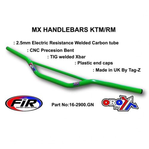 MX STEEL HANDLEBARS KTM/RM/CR, / GREEN 22mm / 7/8′, REF 48-216 672 & 48-722 722-01