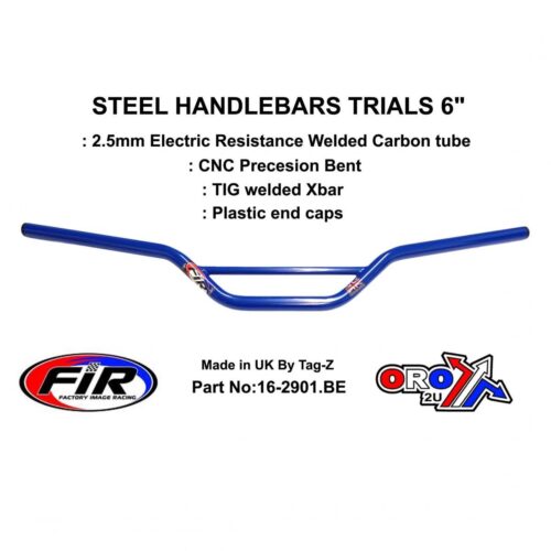 STEEL HANDLEBARS TRIALS 6″, / G BLUE 22mm 7/8, REF 48-768 / 768-02