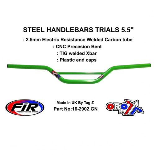 STEEL HANDLEBARS TRIALS 5.5”, / GREEN 22mm 7/8, REF 48-735 / 735-01