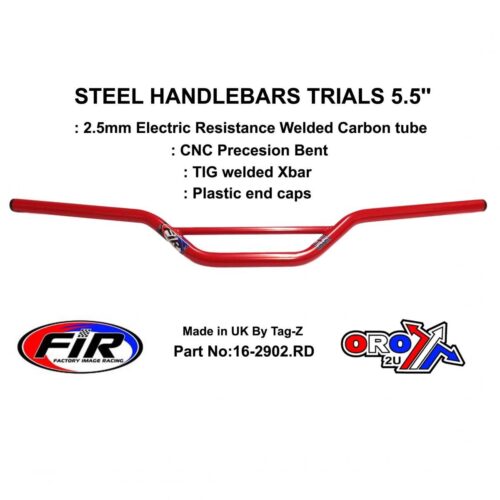 STEEL HANDLEBARS TRIALS 5.5”, / G RED 22mm 7/8, REF 48-735 / 735-01