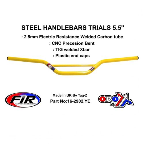 STEEL HANDLEBARS TRIALS 5.5”, / YELLOW 22mm 7/8, REF 48-735 / 735-01