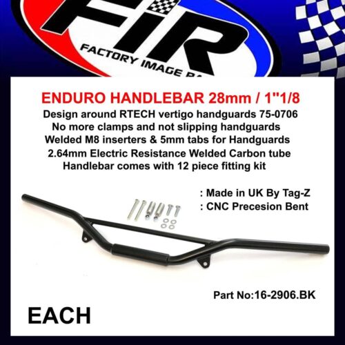 ENDURO HANDLEBAR 28mm / 1”1/8, BLACK / SUIT 75-0706 HANDGUARD RTECH