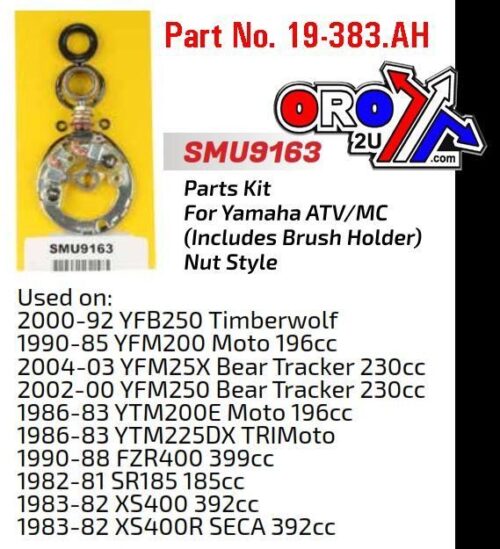 STARTER MOTOR REPAIR KIT, YAMAHA MC, ATV SMU9163, ARROWHEAD