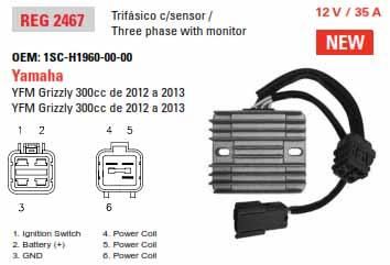 REGULATOR 12V YFM300 12-13, 230-58206 AYA6059, 1SC-H1960-01-00 - Image 2
