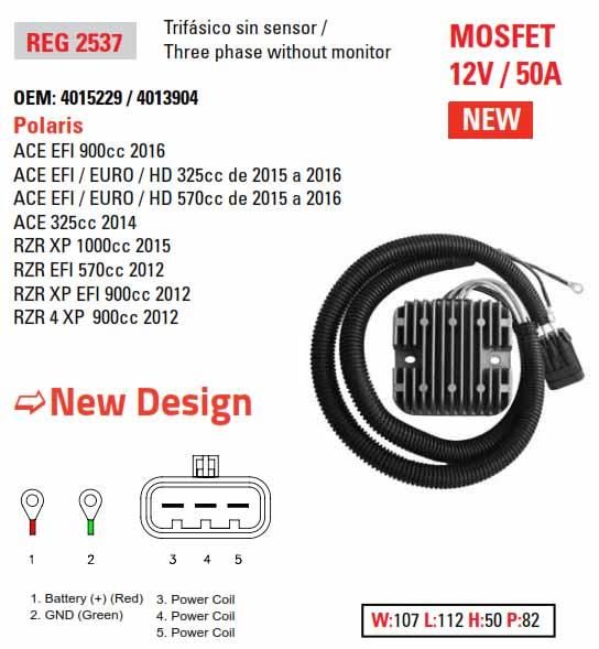 REGULATOR POLARIS RZR UTV, APO6021, 4014029, 4015229