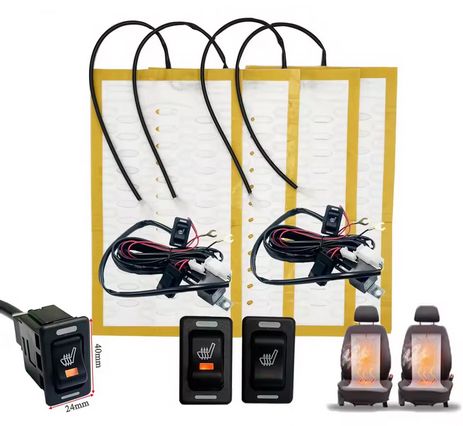 HEATED SEAT KIT UNIVERSAL PAIR, 2 SEAT KIT SXS/UTV/ATV 12V, 48cm X 27cm