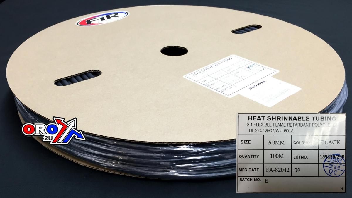 HEAT SHRINK TUBING 6mm x 100MT, BLACK