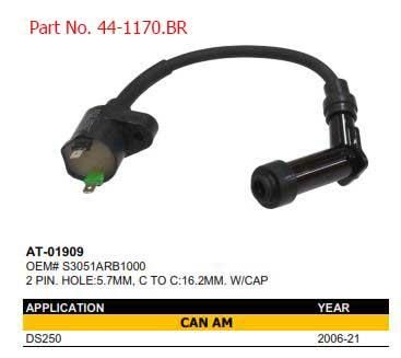 COIL HT WITH PLUG CAP. CAN AM DS250, BRONCO AT-01909, S3051ARB1000