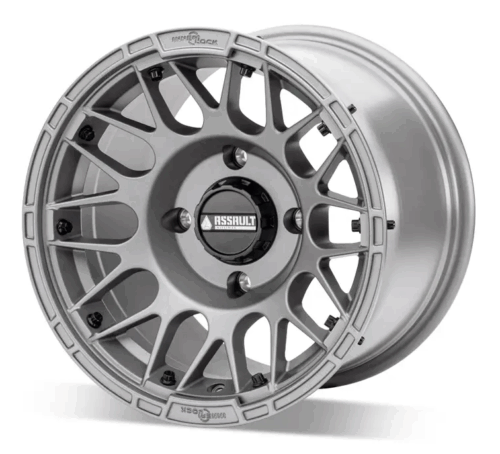 15×7 ASSAULT INDUSTRIES HELLFIRE BEADLOCK WHEELS, MATTE TITANIUM 4/156 4×156 WHL-156-4-15-7-ILMT