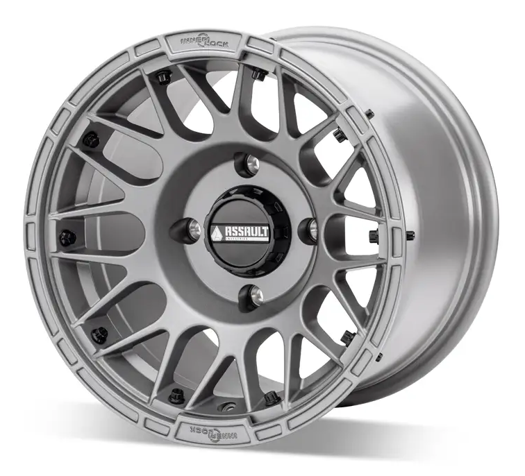 15x10 ASSAULT INDUSTRIES HELLFIRE BEADLOCK WHEELS, MATTE TITANIUM 4/136 4/137 (4x136 4x137) WHL-136-4-15-10-ILMT - Image 2