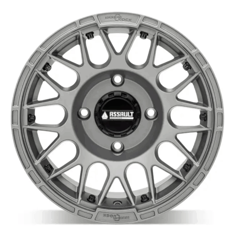 15×10 ASSAULT INDUSTRIES HELLFIRE BEADLOCK WHEELS, MATTE TITANIUM 4/136 4/137 (4×136 4×137) WHL-136-4-15-7-ILMT
