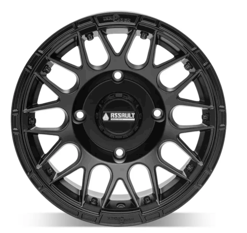 15×10 ASSAULT INDUSTRIES HELLFIRE BEADLOCK WHEELS, SATIN BLACK 4/136 4/137 (4×136 4×137) WHL-136-4-15-10-ILSB