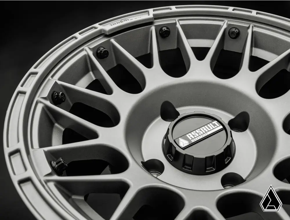 15x10 ASSAULT INDUSTRIES HELLFIRE BEADLOCK WHEELS, MATTE TITANIUM 4/136 4/137 (4x136 4x137) WHL-136-4-15-10-ILMT