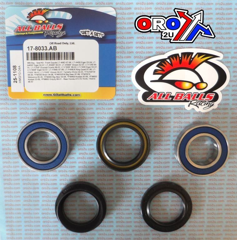 WHEEL BEARING KIT FRONT 87-22 KYMCO/SUZ/YAM, ALLBALLS 25-1108 ATV - Image 3