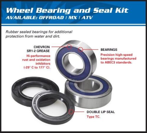 WHEEL BEARING KIT REAR 03-22 HONDA TRX650/680 RINCON, ALLBALLS 25-1480 ATV