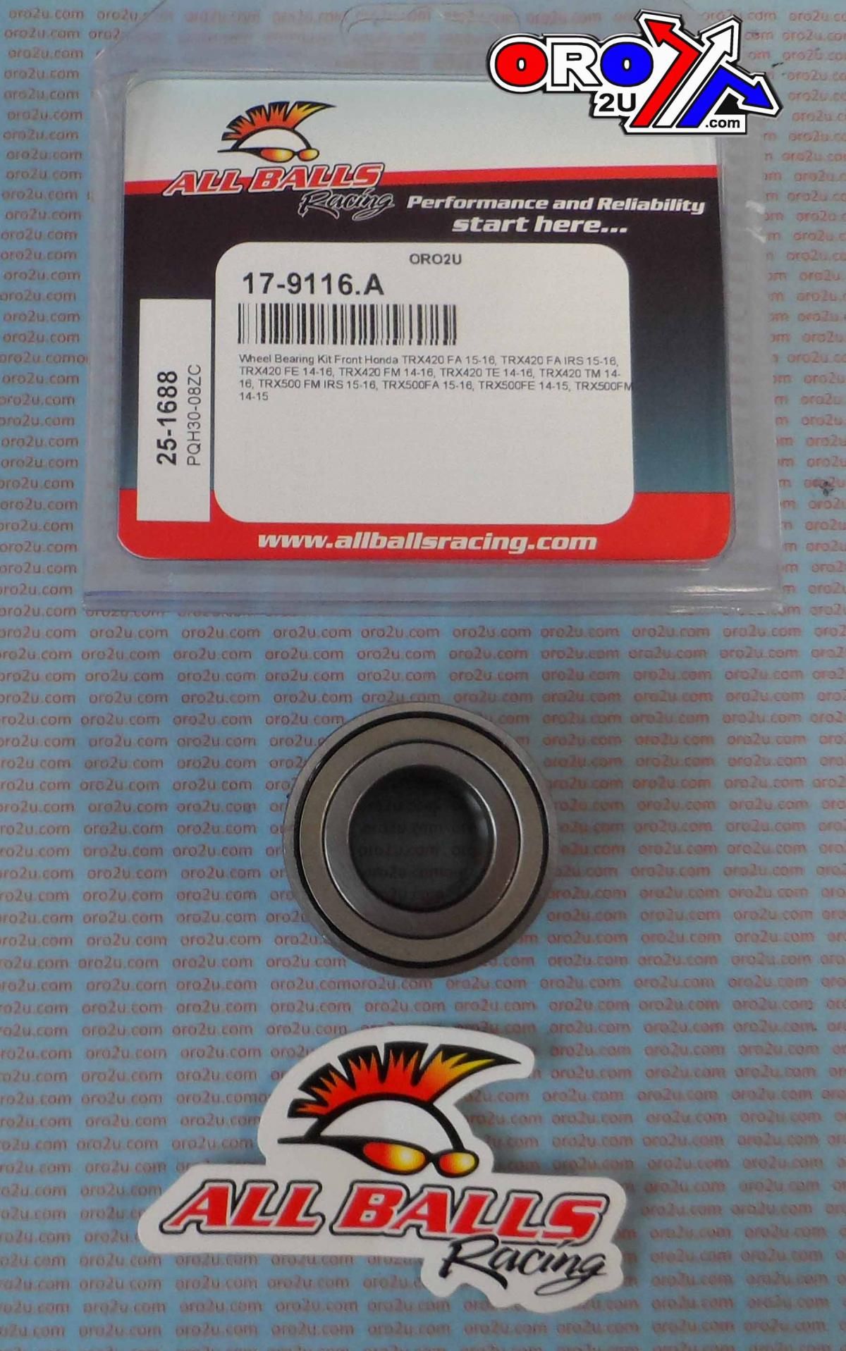 WHEEL BEARING KIT FRONT 14-22 HONDA TRX 420-520, ALLBALLS 25-1688 ATV - Image 3
