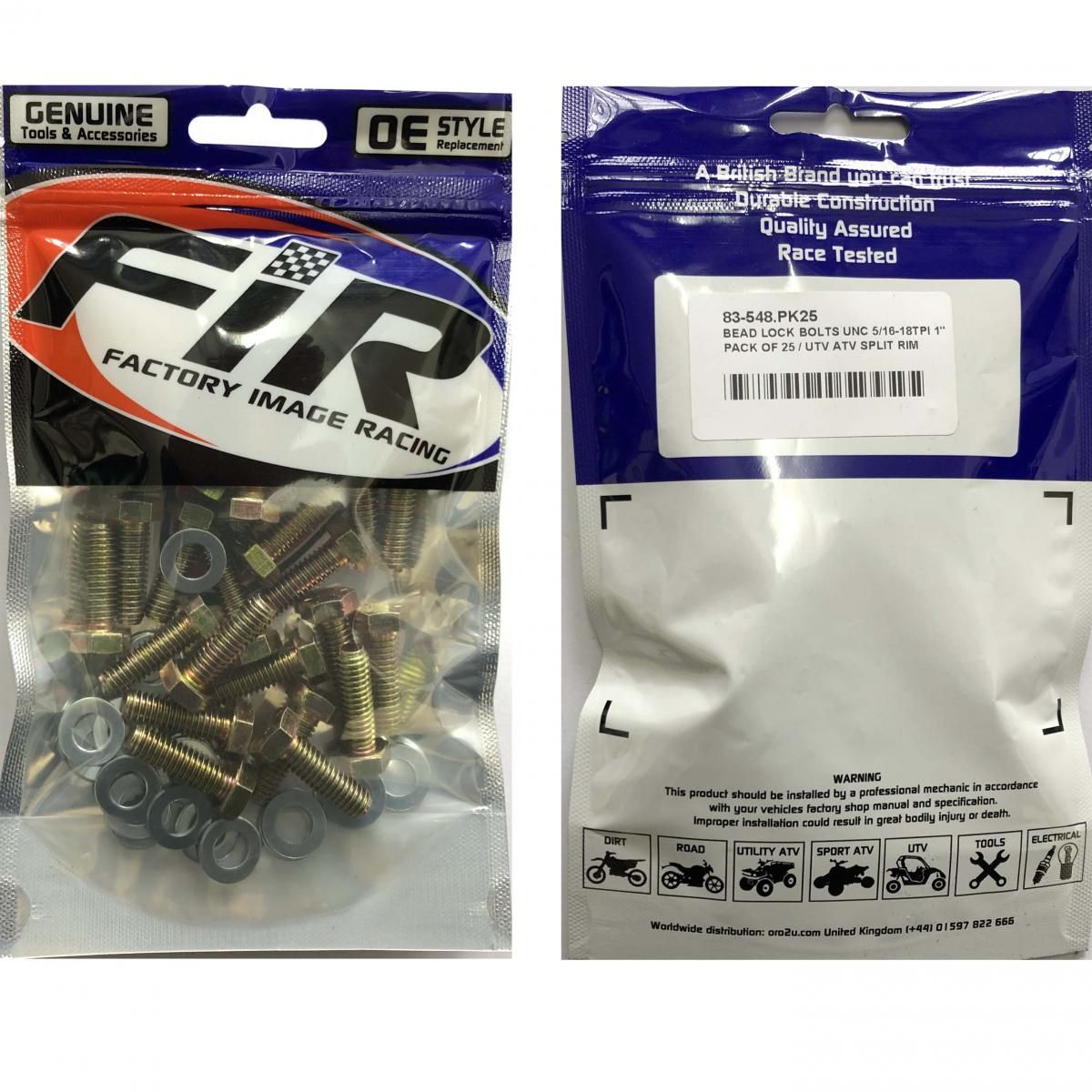 BEAD LOCK BOLTS UNC 5/16-18TPI 1'', PACK OF 25 / UTV ATV SPLIT RIM, IMPERIAL, RACE WHEELS ALLOYS - Image 2