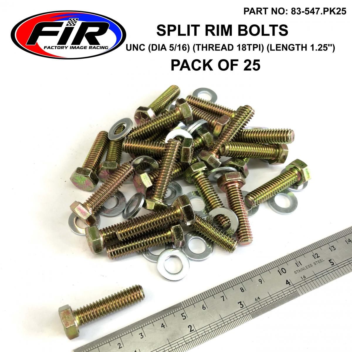 BEAD LOCK BOLTS UNC 5/16-18TPI 1.25'', PACK OF 25 / UTV ATV SPLIT RIM, IMPERIAL, RACE WHEELS ALLOYS - Image 3