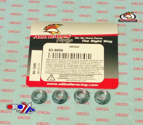 WHEEL LOCK NUT SET-4, ALLBALLS 85-1200, Arctic Cat 50 2×4 08, 50 DVX 06-08, 90 DVX 06-18, 90 Utility 2×4 06-16, Alterra 90 17-20, Kawasaki