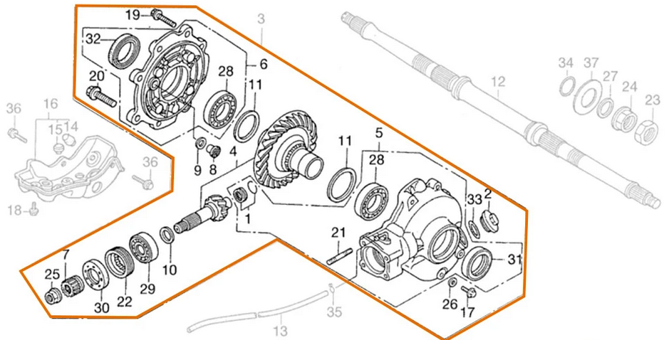 REAR DIFFERENTIAL HONDA 1988 â 2000 TRX300 A FW AN FOURTRAX 2X4 4X4 41300-HM5-A10 41300-HM5-850 - Image 2