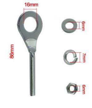 16mm M6 CHAIN ADJUSTER TENSIONER (EACH) STEEL BZP 40543-437-000/95014-12100