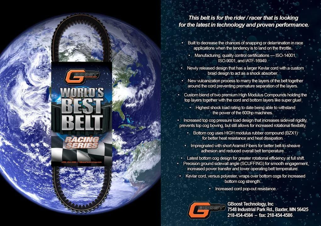 DRIVE BELT GBOOST CAN-AM 800 1000, RACE SERIES WBB652RS, XTX2287, COMMANDER, DEFENDER, MAVERICK