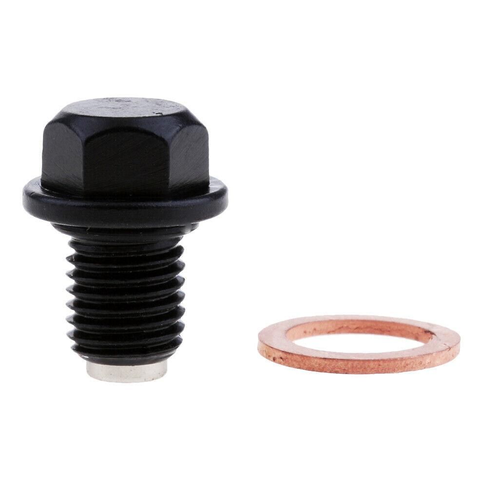 DRAIN PLUG M12X1.50mm ALUMINIUM BLACK MAGNETIC M12 HEX - Image 3