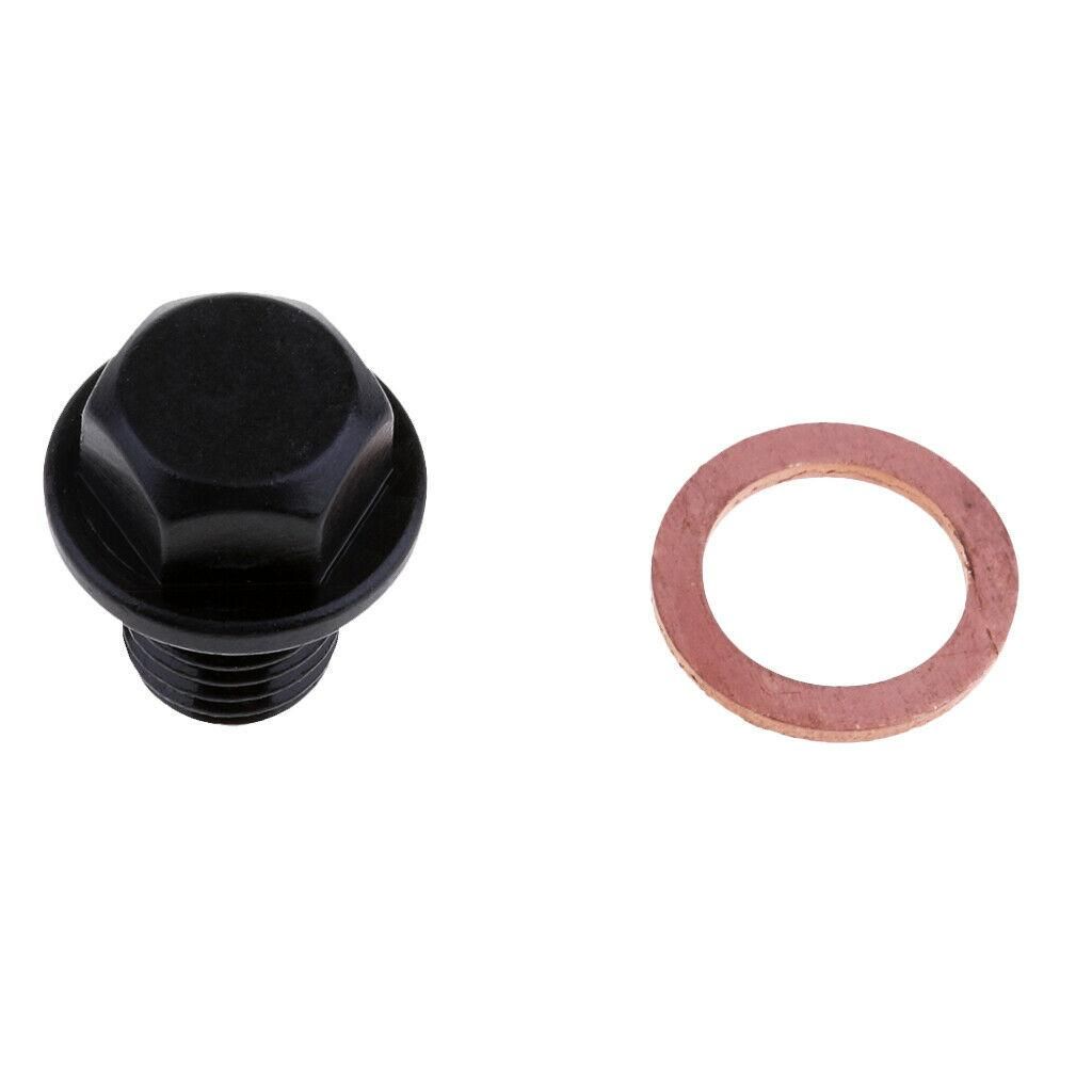 DRAIN PLUG M12X1.50mm ALUMINIUM BLACK MAGNETIC M12 HEX - Image 4