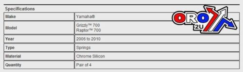 VALVE SPRING SET YFM700, 2006-2012 KIBBLEWHITE 80-80412
