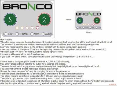 HEATED GRIPS / THUMB FULL KIT ATV, BRONCO AT-08326