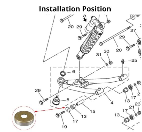 FRONT A-ARM THRUST CAP SEAL COVERS YAMAHA BANSHEE BLASTER RAPTOR 5YT-23517-00-00 - Image 2