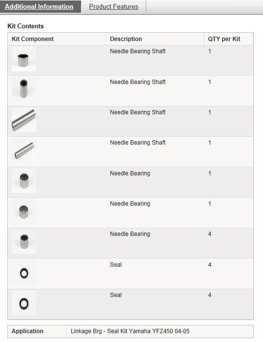 ARM LINKAGE BEARING KIT YFZ450, ALLBALLS 27-1116 YAMAHA 04-05 - Image 3