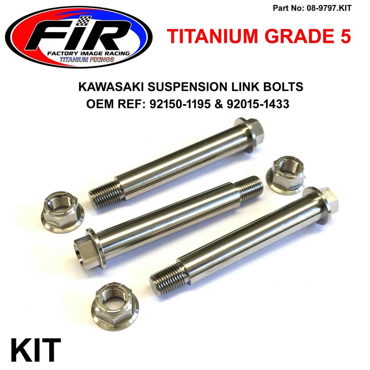GR5 PRO LINK BOLT KIT KX500, KDX SET OF 3 BOLTS & 3 NUTS, 92150-1195 & 92015-1433 - Image 3