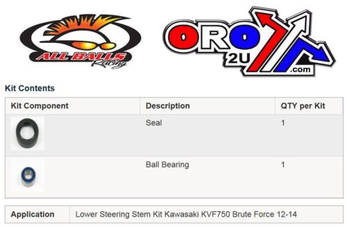 LOWER STEERING BEARING KIT, ALLBALLS 25-1664 KVF750 Brute