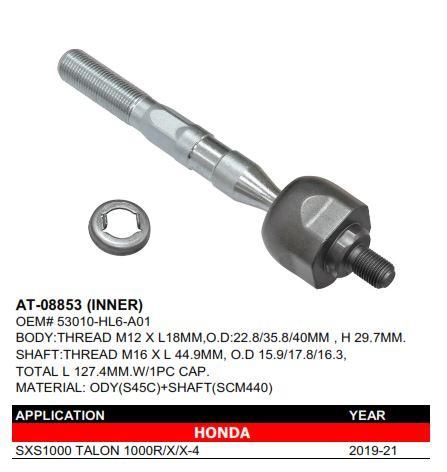 TIE ROD END, INNER, BRONCO AT-08853, 53010-HL6-A01, SXS1000 TALON 1000R/X/X-4 2019-21