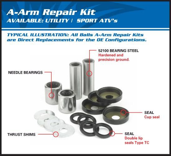 A-ARM KIT LT-250R 87-92, ALLBALLS 50-1018 SUZUKI - Image 4
