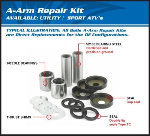 Upr A-Arm Brg – KIT ArcticCat, ALLBALLS 50-1160 Wildcat Trail