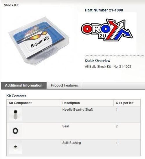FRONT SHOCK BUSHING KIT TRX, ALLBALLS 21-1008 HONDA ATV, AB21-1008