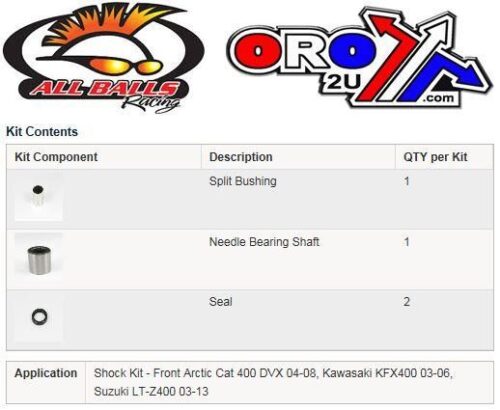 FRONT SHOCK BUSHING KIT ATV, ALLBALLS 21-0008 KFX400 LTZ400
