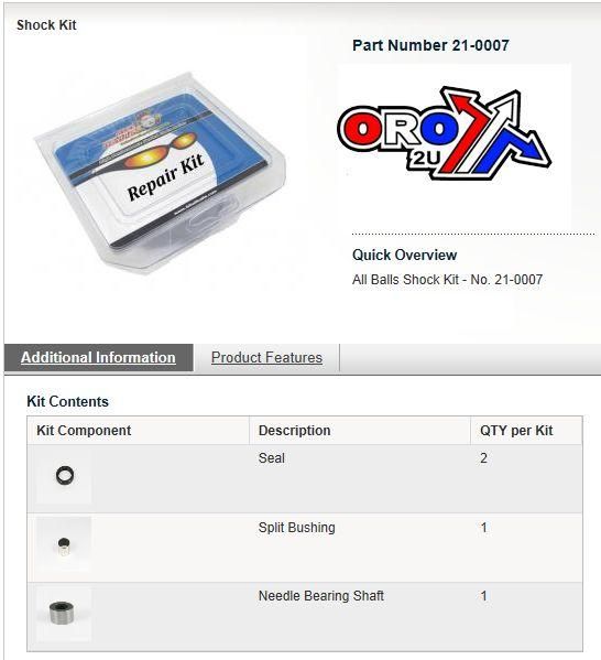 FRONT SHOCK BEARING KIT TRX, ALLBALLS 21-0007 TRX450ES - Image 3