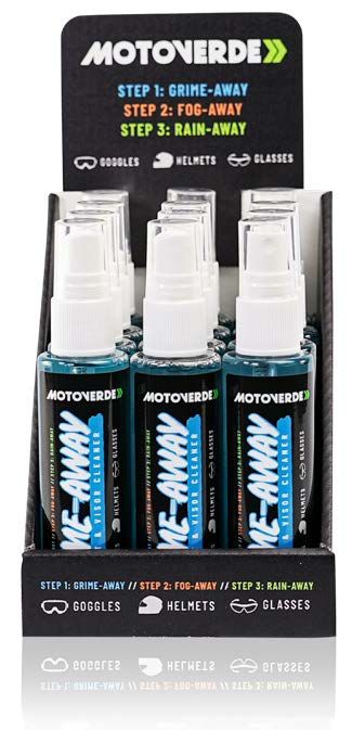 75ml x 12 Motoverde Grime-Away Visor, Lens and Goggle Cleaner Counter Display Pack - Image 5