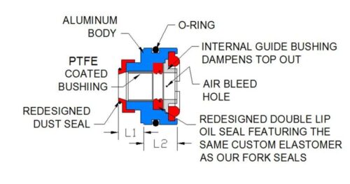 REAR SHOCK SEAL BLOCK 14.0×44, ALLBALLS 37-1011 CR250 CR500